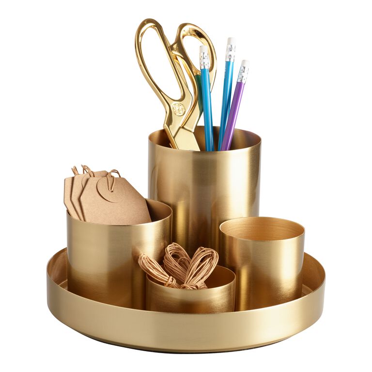 Kiara Gold 4 Cup Desk Organizer With Tray image number 2