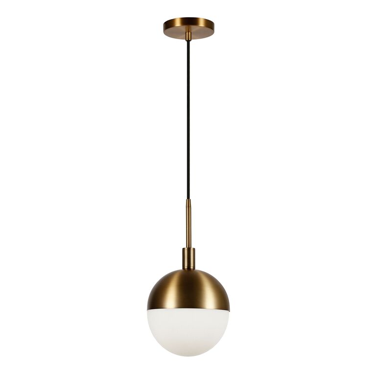 Frosted Glass and Brass Orb Pendant Lamp image number 2