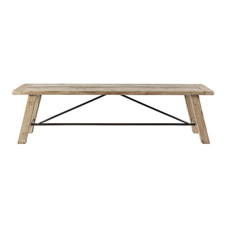 Verde Natural Pine Wood and Metal Dining Bench image number 3