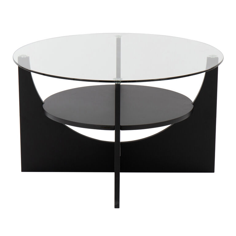 Ulster Round Wood And Glass Coffee Table With Shelf image number 1
