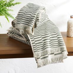 Mindee Laurel Green and Ivory Check Bath Towel