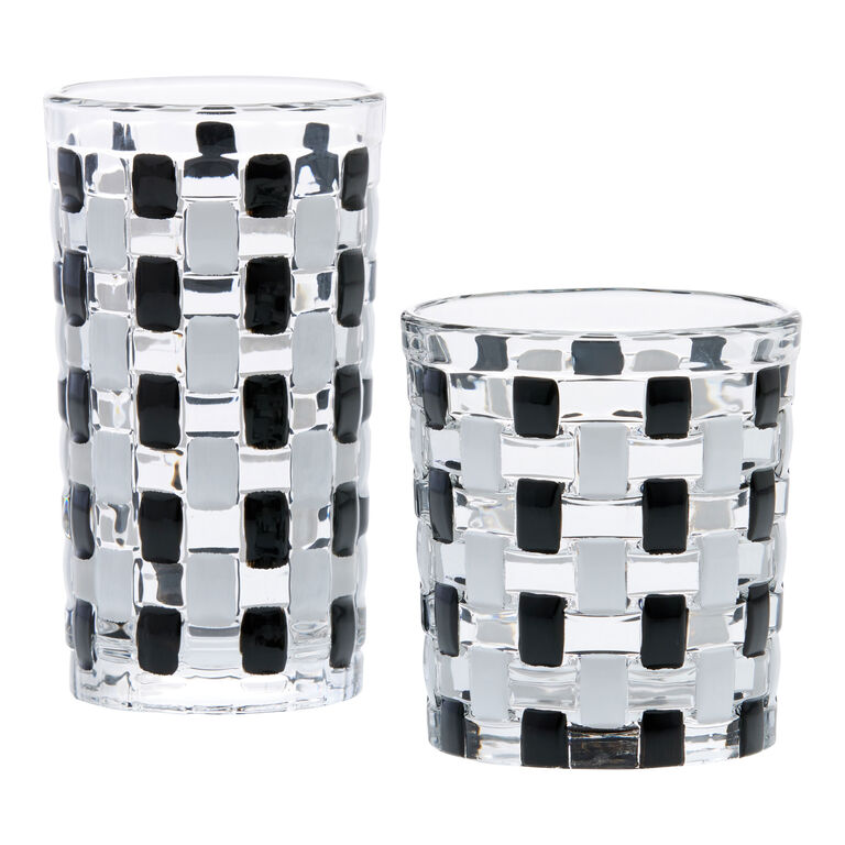 Black And White Basketweave Bar Glass image number 1