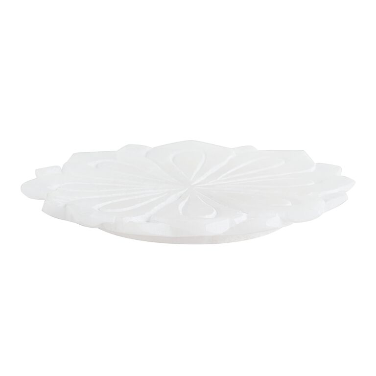 Round White Alabaster Lotus Soap Dish image number 2