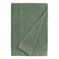 Laurel Wreath Green Sculpted Arches Bath Towel