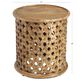 Round Aged Driftwood Carved Wood Lattice Side Table image number 3