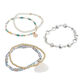 Iridescent Blue Shell Charm Beaded Stretch Bracelets 4 Pack image number 1
