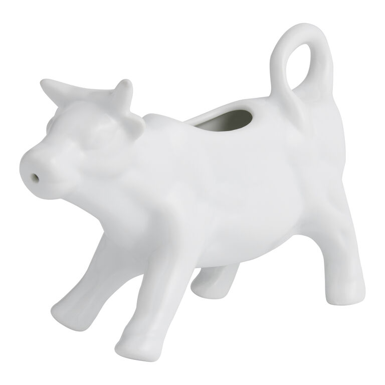 White Porcelain Cow Figural Creamer image number 1