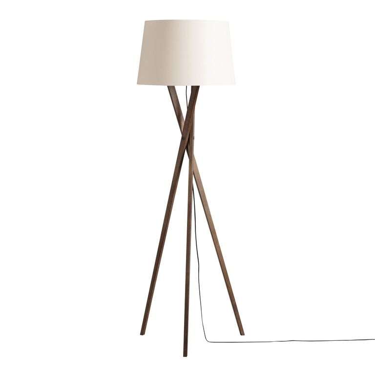 Austin Walnut Brown Wood Tripod Floor Lamp image number 1