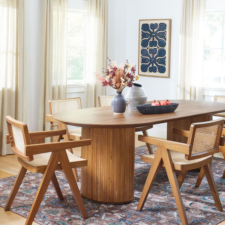 Russo Extra Long Oval Fluted Wood Dining Table image number 2