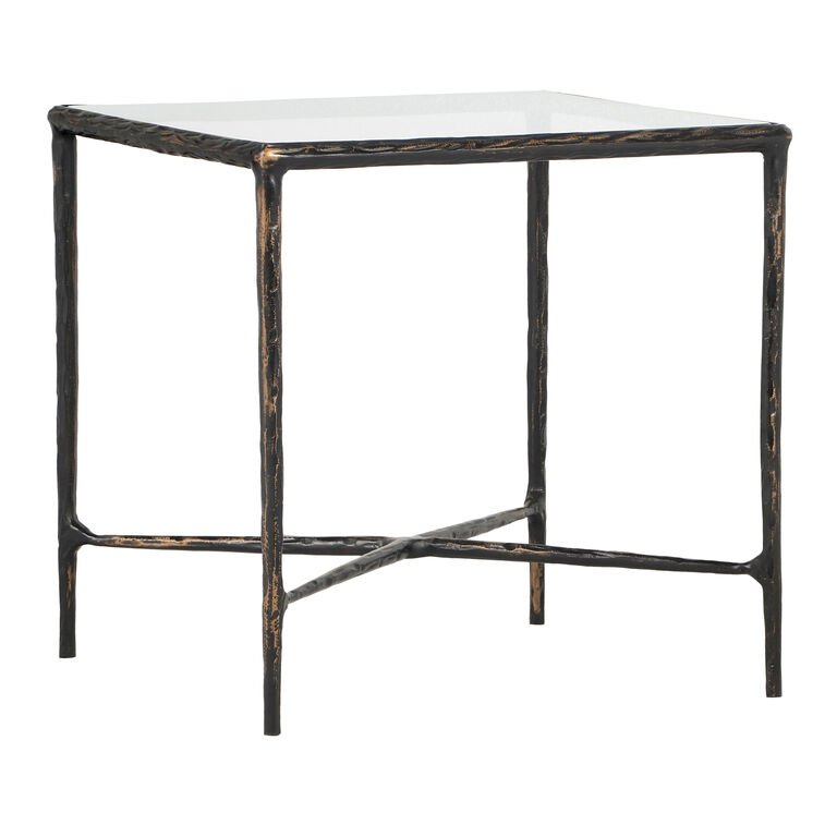 Kerwin Square Bronze Metal And Glass Side Table image number 3