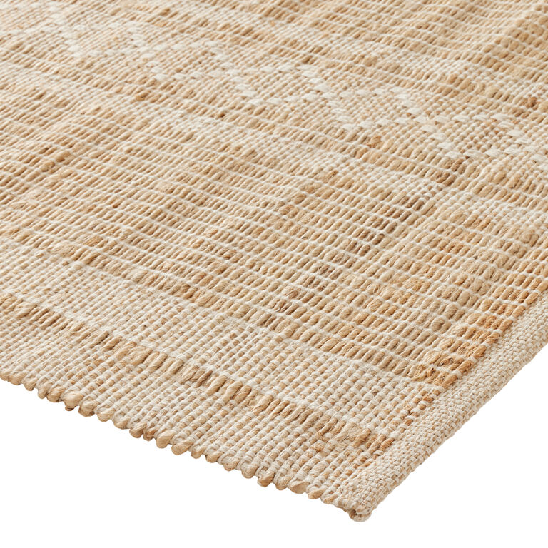 Rocco White and Natural Geo Stripe Jute and Cotton Area Rug image number 3
