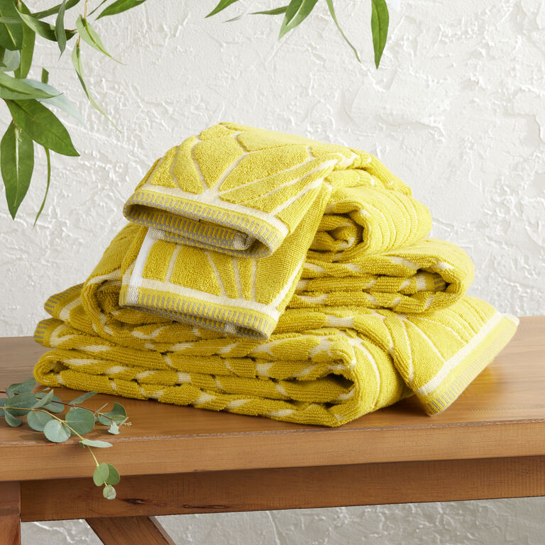 Gable Chartreuse Green Sculpted Leaf Towel Collection image number 1