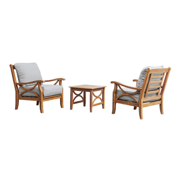 Mendocino Teak Wood 3 Piece Outdoor Furniture Set image number 1