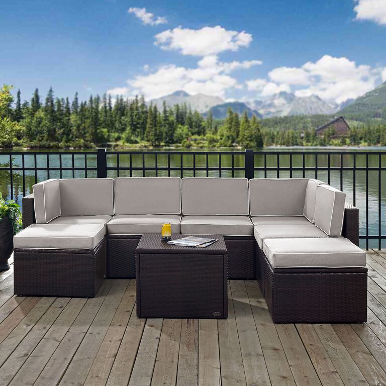 Pinamar Espresso and Gray All Weather 8 Pc Outdoor Sectional image number 2