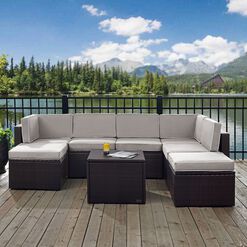 Pinamar Espresso and Gray All Weather 8 Pc Outdoor Sectional