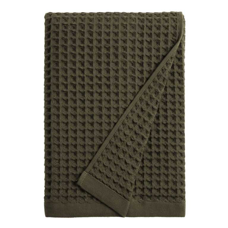 Olive Waffle Weave Cotton Towel Collection image number 3