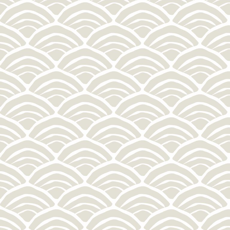 Beige And White Coastal Scallop Peel And Stick Wallpaper image number 1