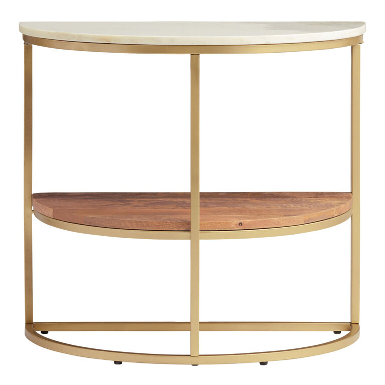 Piper Half Circle Marble Top and Gold Metal Side Table image number 3