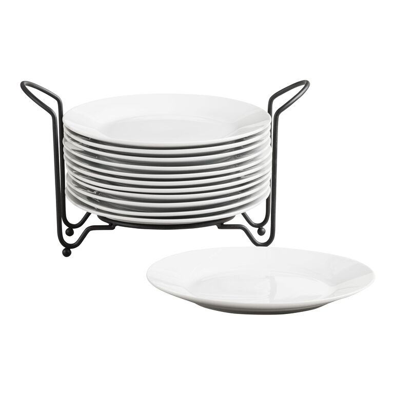 Porcelain Plates With Stacking Rack 12 Piece Set image number 2