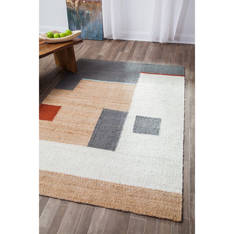 Tan and Ivory Abstract Woven Jute Heera Area Rug image number 3