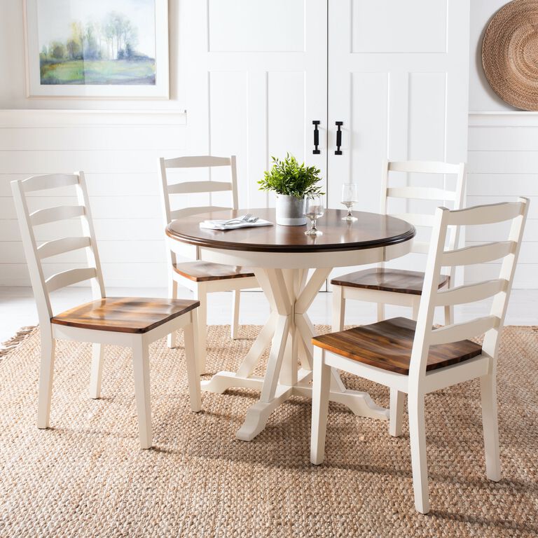 Linden White and Natural Wood 5 Piece Dining Set image number 2