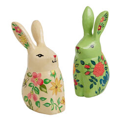 Handmade Paper Mache Floral Rabbit Decor