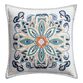 Amalfi Medallion Ivory and Blue Indoor Outdoor Throw Pillow image number 0