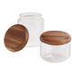 Rounded Clear Glass and Acacia Wood Storage Canister image number 0