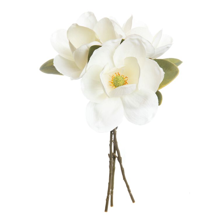 White Faux Magnolia Bunch image number 1