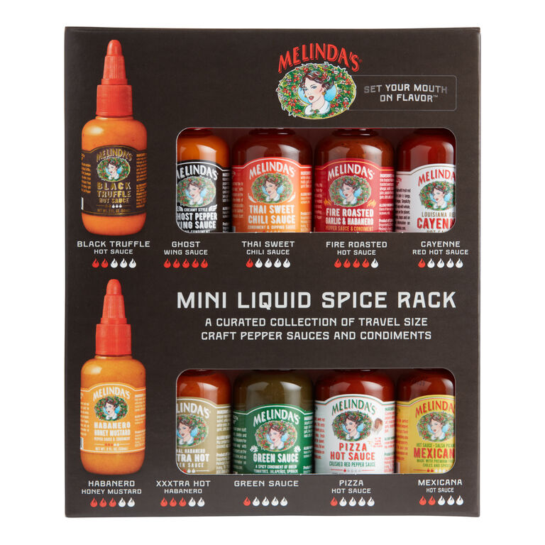 Melinda's Mini Liquid Spice Rack Hot Sauce Gift Set 10 Pack image number 1