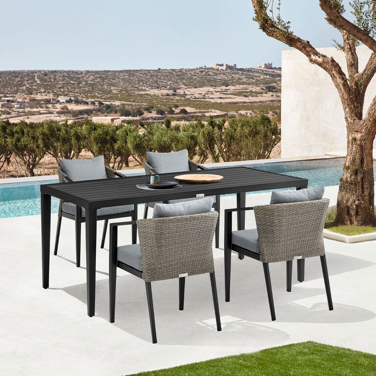 Lamia Black Metal and All Weather 5 Piece Outdoor Dining Set image number 2