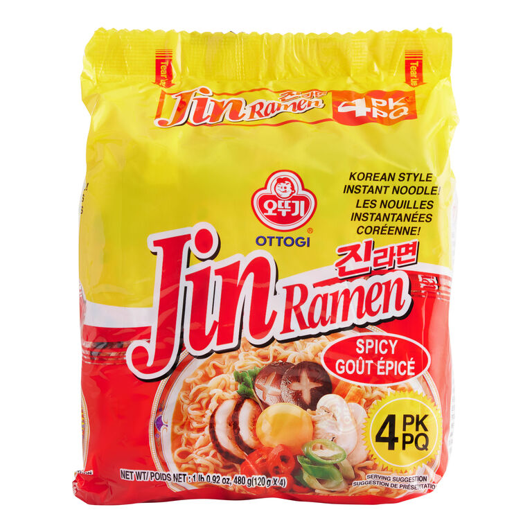Ottogi Spicy Jin Ramen Korean Style Instant Noodles 4 Pack image number 1