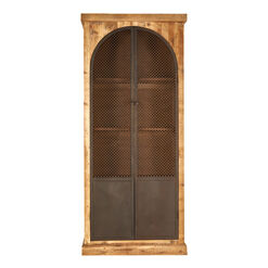 Winona Tall Reclaimed Pine and Metal Arched Display Cabinet