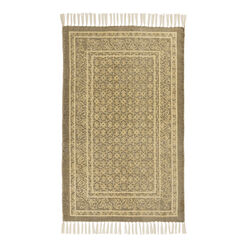 Rhea Gold and Brown Floral Cotton Area Rug