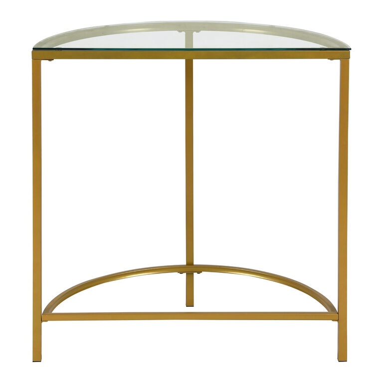 Half Circle Gold Metal and Glass Top Console Table image number 4