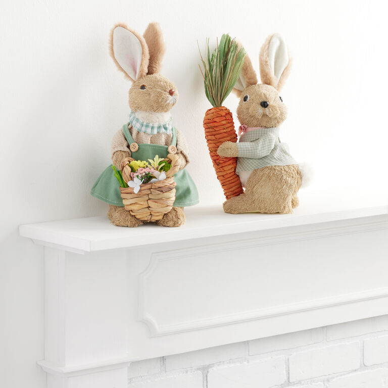 Natural Fiber Garden Rabbit With Basket Decor image number 3