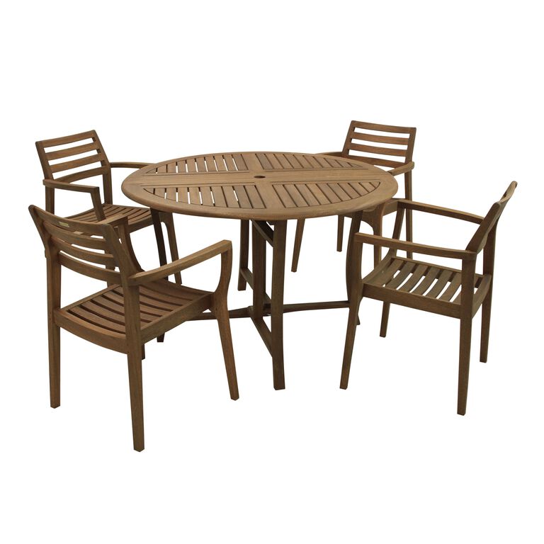 Danner Round Eucalyptus Folding Outdoor Dining Table 4 Ft image number 4