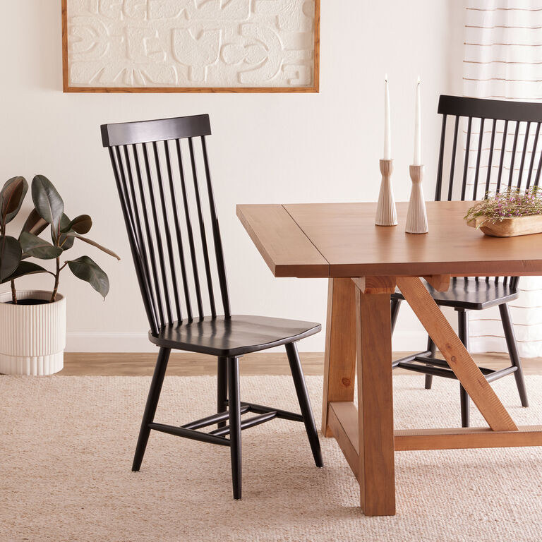 Kamron Black Wood Windsor Style Dining Chair Set of 2 image number 2