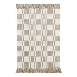 Checkerboard Stripe Woven Cotton Area Rug