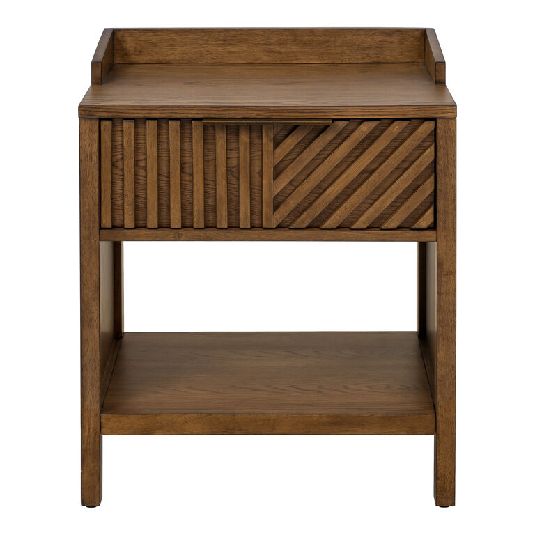 Dusk Grooved Wood Slat Nightstand with Drawer image number 3