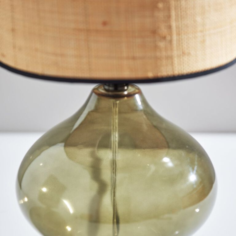 Eden Natural Rattan and Green Glass Table Lamp image number 4