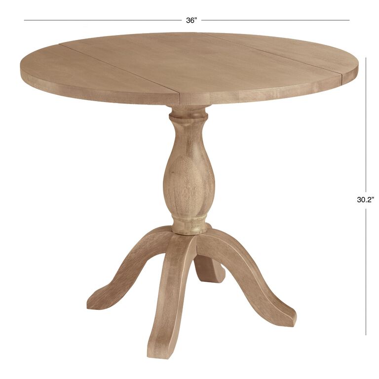 Jozy Round Weathered Gray Wood Drop Leaf Dining Table image number 7