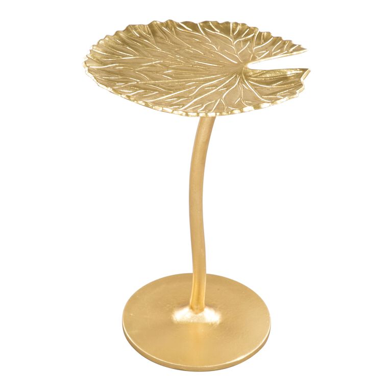 Garfield Gold Metal Lily Leaf Side Table image number 1