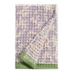 Audrey Lavender Floral Waffle Weave Block Print Hand Towel