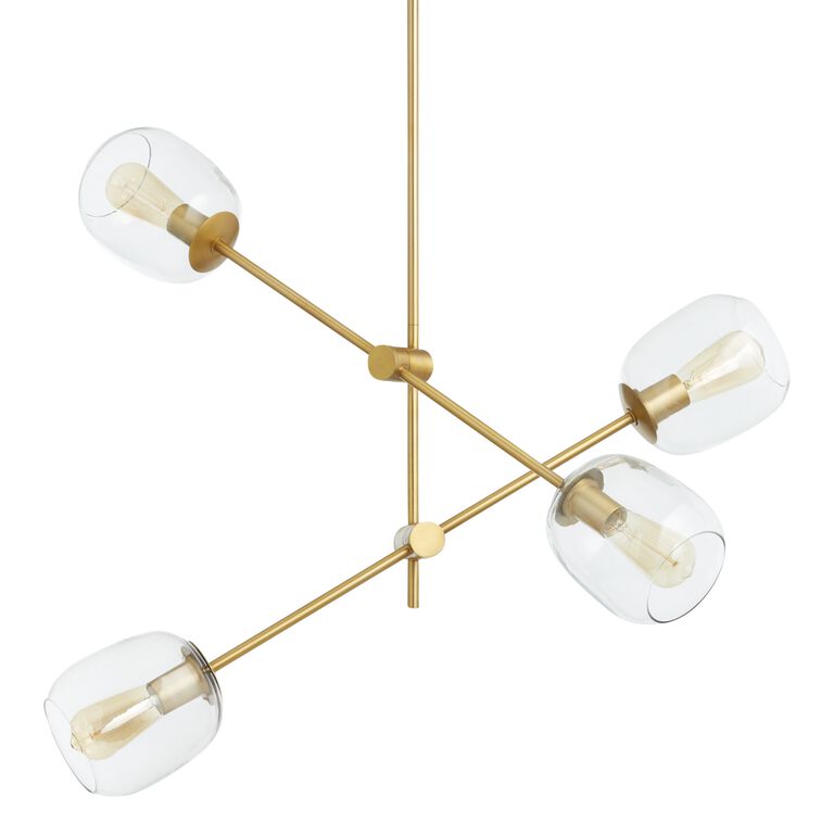 Stella Antique Brass And Glass 4 Light Chandelier image number 1