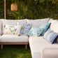 Amalfi Medallion Ivory and Blue Indoor Outdoor Throw Pillow image number 1