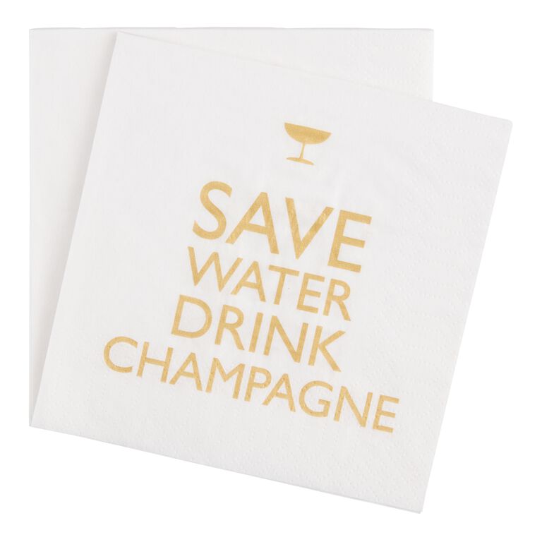 Save Water Drink Champagne Beverage Napkins 20 Count image number 1