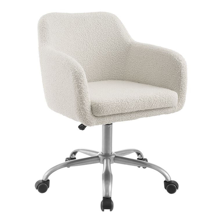 Ryan Ivory Faux Sherpa Upholstered Office Chair image number 1
