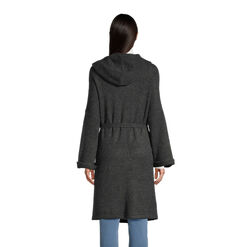 Charcoal Recycled Yarn Hooded Duster Sweater With Pockets