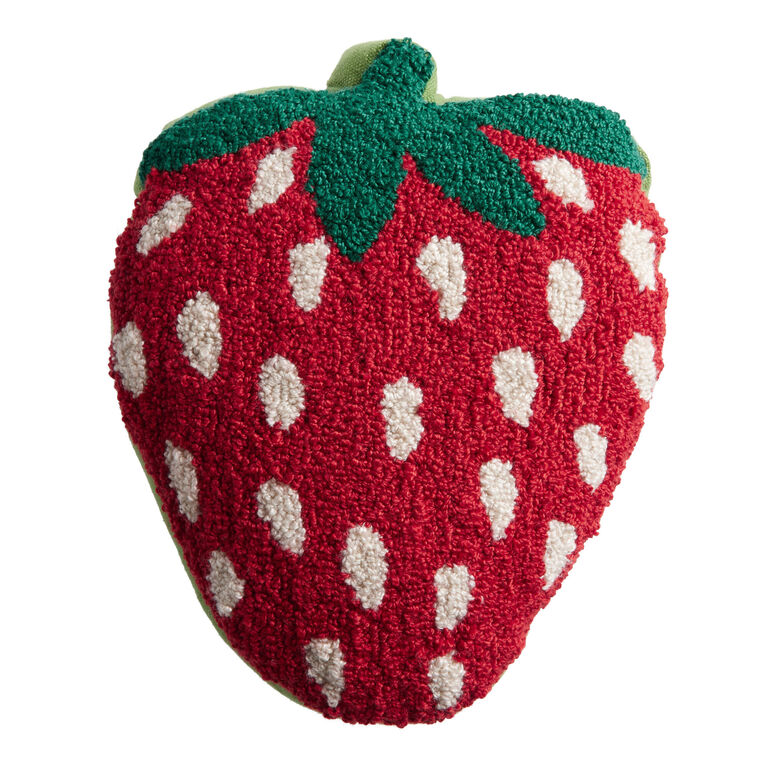 Red Strawberry Shaped Indoor Outdoor Throw Pillow image number 1